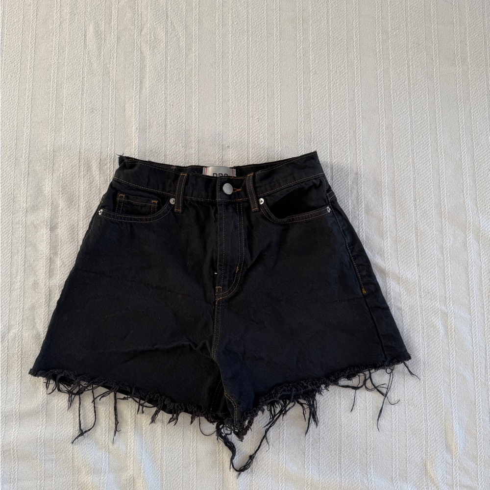 BDG Black Frayed Hem Jean Shorts